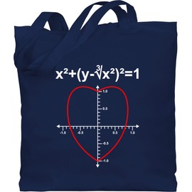 Shirtracer - Cotton Bag - Valentine's Day - Bags - Maths Heart, 2 Navy Blue