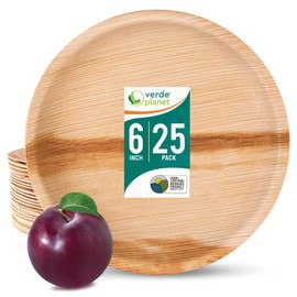 Verde Planet - 6 inch Round Palm Leaf Plates - Biodegradable, Ecofriendly, Disposable, Sturdy, Elegant, Premium Quality Plates - 25 Count