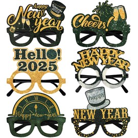 KatchOn, 2025 Glasses New Years Eve - Pack of 6 | Happy New Year Glasses 2025 for Happy New Years Decorations 2025 | Happy New Years Eve Glasses, New Years Eve Party Supplies 2025 | NYE Decorations
