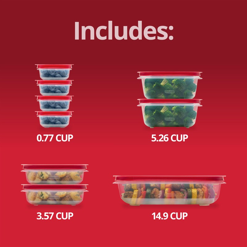 Rubbermaid EasyStore Large Containers, 18-Piece Set, Food Storage Containers, Food