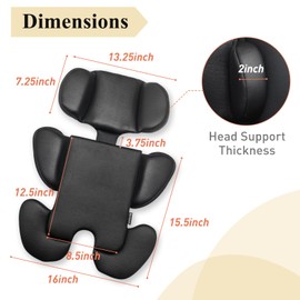 Innokids Infant Car Seat Insert, Baby Head Body Supports for Newborn, Soft and Padded, Detachable Head and Side Support for Carseats, Strollers, Swings (Black)