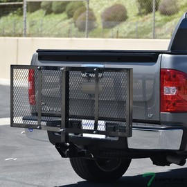 TLAPS 7422455613605 Universal Compatible with Class 3 III / 2" Receiver Tube 59" Black Mesh Steel Rear Bumper Trailer Tow Hitch Mount Foldable Cargo Carrier Tray