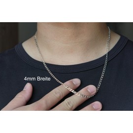 XUEBAIFU Women's 925 Silver Curb Chain Necklace 4 mm Width 40/45/50/55/60/65/70/75 cm Length, Sterling Silver, No Gemstone