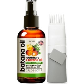 Batana Oil for Hair Growth + Comb Applicator - 100% Pure, Organic, Cold-Pressed, Unrefined from Honduras by Dr. Sebi - Natural, Vegan for Strong Roots and Thick Hair - Wild Growth for Hair, 2oz