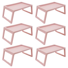 6 Pack Bed Tray Table Breakfast Trays Serving Tray, Bed Laptap Desk with Foldable Design, Tray Folding Table, Snack Table with Phone Slots for Eating, Sofa, Bed, Studying and Working (Pink)