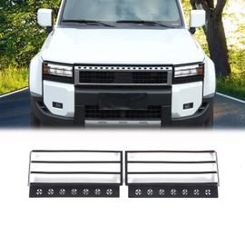 Heutamo Headlight Lamp Guard Trim Cover Compatible with Toyota Land Cruiser 250 Prado J250 LC250 2024 2025, Carbon Steel Front Headlight Bezels Cover Protector, Black