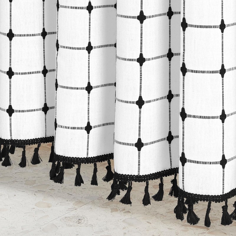 MitoVilla White Black Boho Shower Curtains for Modern Farmhouse Bathroom