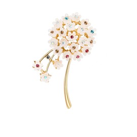Delicate Dandelion Flower Shawl Brooches Pin with Colorful Rhinestone Resin Floral Pins Clip Corsage Dress Suit Coat Bouquet Sweater Badges Lapel Pins Dainty Jewelry Gifts for Women Girls (Gold)