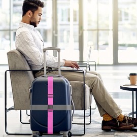 BILIONE 4 Pcs Luggage Straps for Suitcases Strap Suitcase Belts，Heavy duty Luggage Straps，Adjustable Suitcase Straps,Premium Accessory for Travel Bag Closure (Dark Pink)