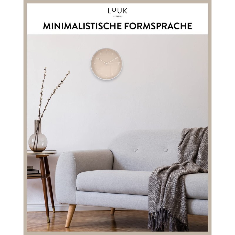 LUUK LIFESTYLE Modern Quartz Wall Clock in Scandinavian Design with