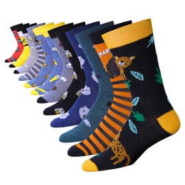 JAMES FIALLO Dress Socks for Men, Casual Colorful Fun Novelty Fashion Patterned Super Soft and Breathable Socks,12 Pairs (Brewery Bear Hugs), M9001-T1 Size 6-12