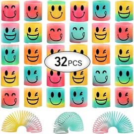 AZEN 32 Pcs Mini Spring Party Favors for Kids 3-5 4-8, Goodie Bags Stuffers for Birthday Party, Classroom Prizes Kids Prizes, Small Bulk Toys Gifts (4 Smile)