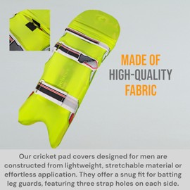 Bratla Cricket Batting Pads Covers Color Fit Neatly on Legguards Easily Put On (Lime Green)