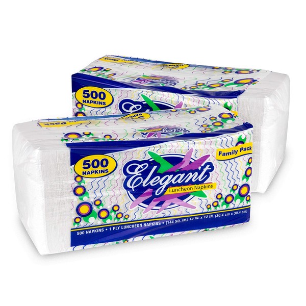 Stock Your Home 12 Inch Disposable Napkins - 1 Ply White Dinner Napkins - Paper Napkins for Dinner, Parties, Crafts, Daily Use - 1000 Pack