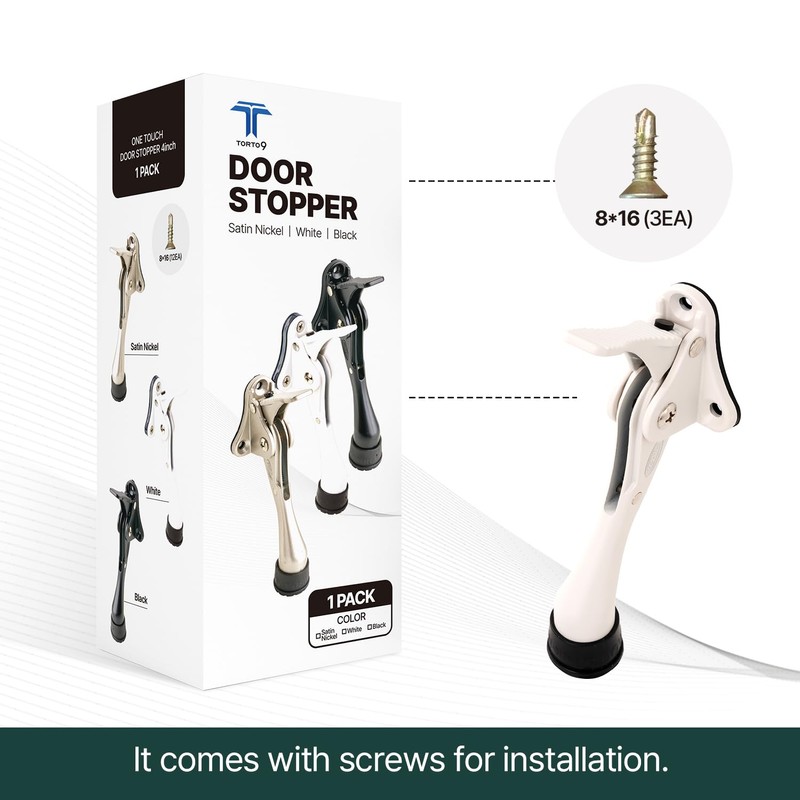 Kickdown One Touch Door Stopper 4 inch - Durable Heavy-Duty
