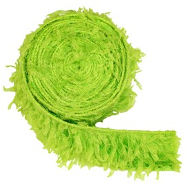 XunYee 2" Christmas Furry Ribbon 6 Yards Furry Fabric Gift Wrapping Lime Green Ribbon Fluffy Fuzzy Green Fur Fabric Craft Faux Fur Fabric Trim for Christmas Wreath Bow Making