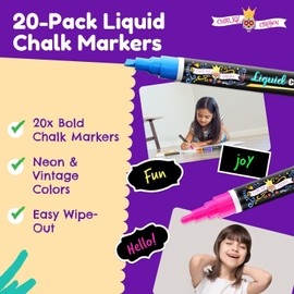 CHALKY CROWN Bold Chalk Markers - Dry Erase Marker Pens - Liquid Chalk Markers for Chalkbo...