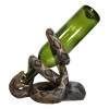 Rustic Western Coiled Diamondback Rattlesnake Snake Wine Bottle Holder Figurine
