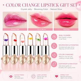 FirstFly - Juego de 6 lápices labiales nutritivos de larga duración para labios hidratantes y cambio de color (rosa)