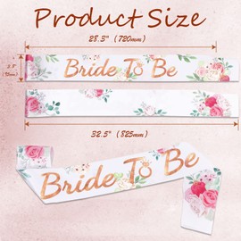 DPKOW White Bride to Be Sash, Pink Flower Wedding Sash for Bridal Party Favours