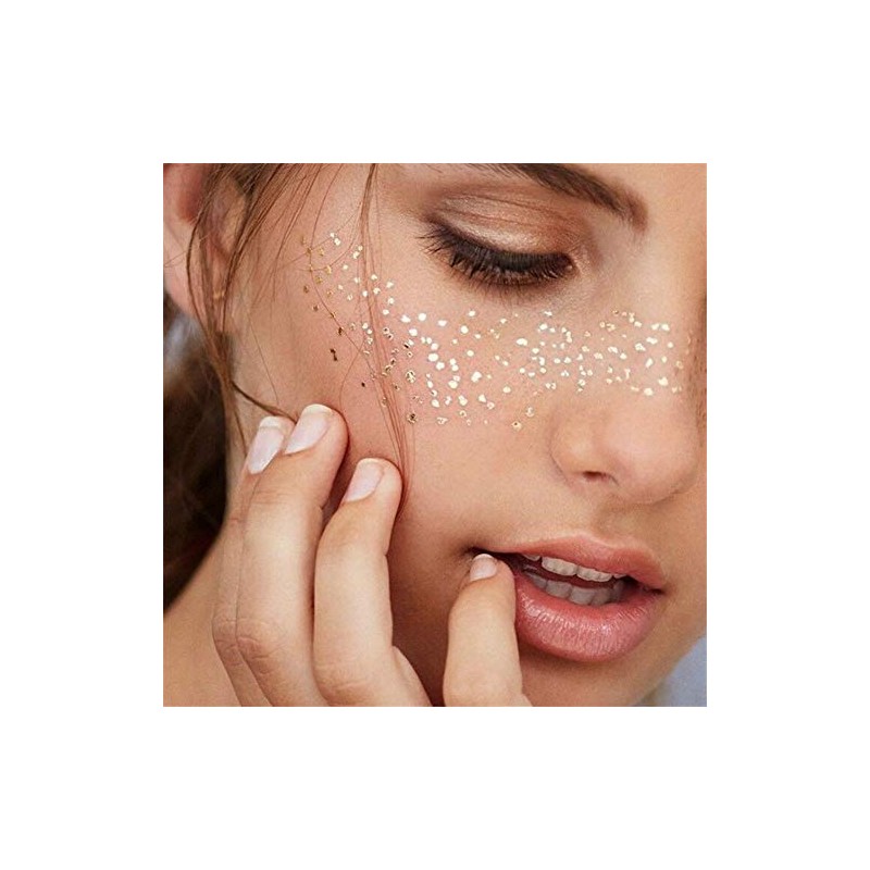 AKOAK 1 Pack Disposable Face Tattoo Waterproof Sticker Gold Personality
