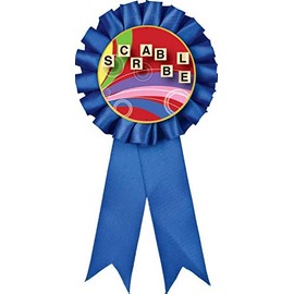 Scrabble Blue Rosette Ribbon, Scrabble Board Games Trophy Ribbon Award Prize, 10 Pack