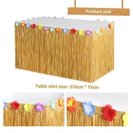275cmx75cm Hawaii Party Tischdecke,Hawaii Tischröcke,Hawaii Deko,Luau Tischdeko Partyartikel,Hawaiian Grass Table Skirt,Sommerparty Deko