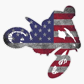 BZ Trading Dirt Bike American Flag | Motocross Enduro Vinyl Decal Wall Laptop Bumper Sticker 5in(RDB-USA-STICKERS-4504)