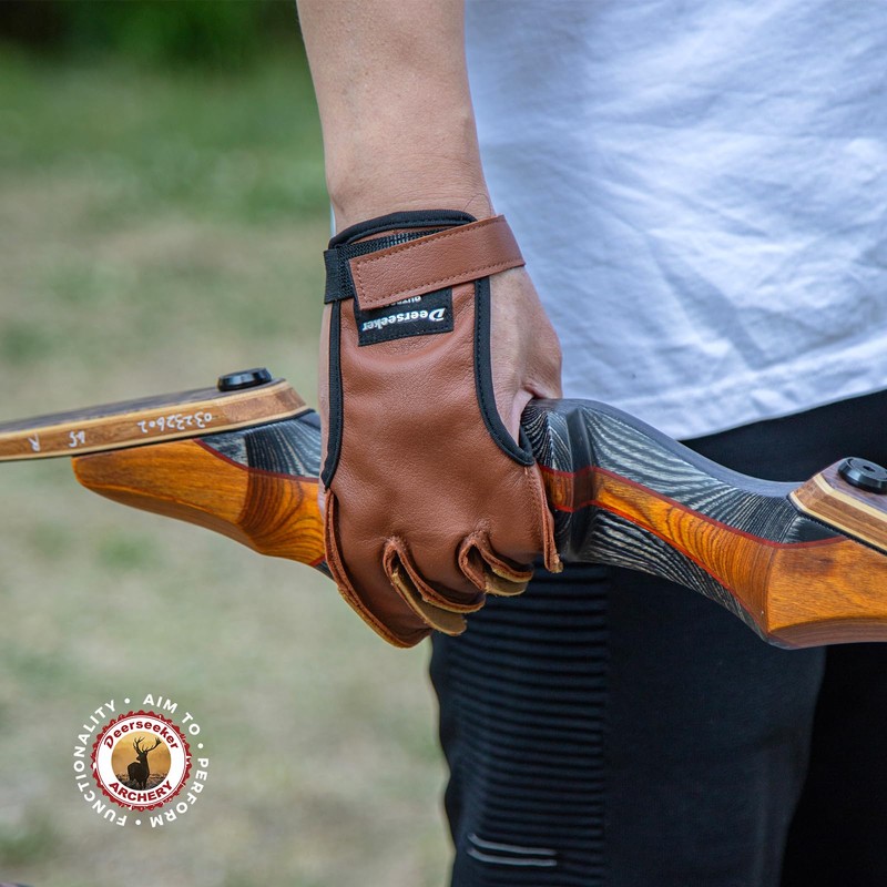 Deerseeker Archery Leather Glove Finger Tab Protective Archery Accessories for