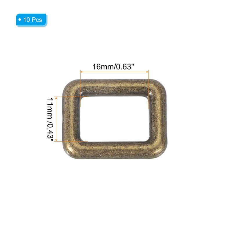PATIKIL Metal Rectangle Rings Buckle 19mm, 10 Pcs Zinc Alloy