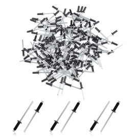 HUANR Blind Rivets Set, 200 Pieces Pop Rivets, Large Head Rivets, Black Aluminium Blind Rivets for Furniture, Repair Connections, Fixing