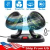 XUKEY 12V Car Dual Head Cooling Fan 360Rotatable Portable Auto