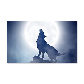 Truly Teague 20 x 12 Wall Vinyl Sticker Howling Wolf in Misty Moonlight