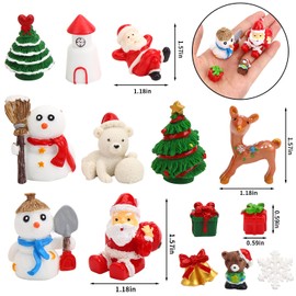 FINGOOO 30 Pieces Christmas Resin Ornament, Christmas Tableware Assorted Snowman, Santa, Reindeer, Snowflake, Xmas Tree Assorted for Kids Home Decor