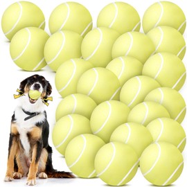Suilung 24 Pcs Squeaky Dog Balls Latex Rubber Squeaky Dog Pet Toys Soft Interactive Chew Throw Fetch Balls for Small Medium Puppy Dogs Training Exercise Floating Water Hunting(Tennis,2.4 Inches)
