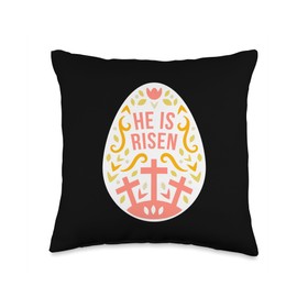 He Has Risen Easter Egg - Jesus Christ Resurrection Throw Pillow