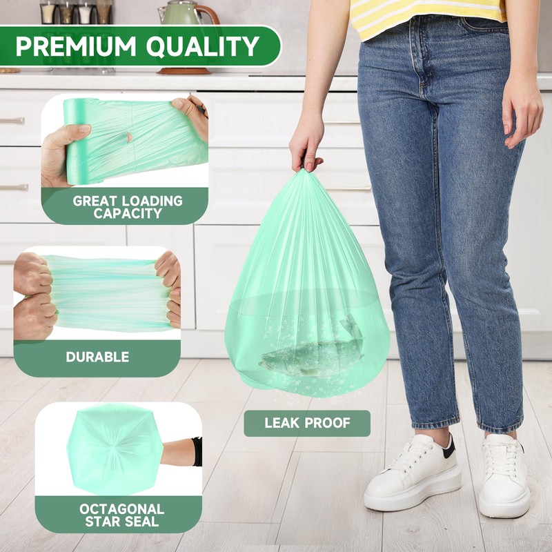 Small Trash Bags 2 Gallon Green-Biodegradable - Mini Garbage Bag