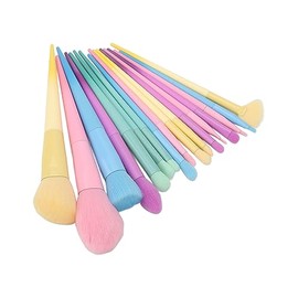 Juego de Brochas de Maquillaje de 17 Piezas, Kit de Brochas Cosméticas de Tubo de Aluminio Candy Colors para Fiesta de Citas Al Aire Libre Juego de Brochas de Iris para