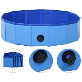 Heemab Cooling Foldable Dog Swimming Pool, Durable PVC, Anti-Slip Design, 31.5" x 7.9", for Indoor and Outdoor Use