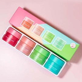 MUNSKT Lip Sleeping Mask, 4 PCS Lip Balm Set Mini Day and Night Repair Lip Balm for Chapped Cracked Dry Lips Nourishing & Hydrating Lip Mask for Women Men (Berry Apple Grape Choco)