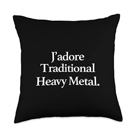 J'adore Music J'Adore (I Love) Traditional Heavy Metal, Funny Minimalist Throw Pillow, 18x18, Multicolor