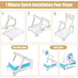 Ctemnpho Large Label Holder for Rolls and Fan-Fold Labels, Label Basket, Label, Stand Desktop Label Printer Accessory for Home, Office (White, Large)