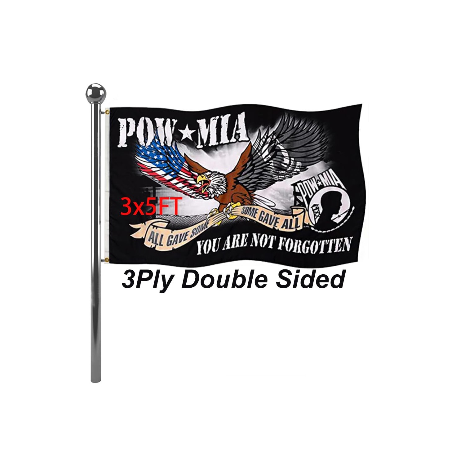 Jayus Eagle Pow Mia Flag Double Sided 3x5 Outdoor-Vivid Colors ...