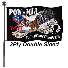 Jayus Eagle Pow Mia Flag Double Sided 3x5 Outdoor-Vivid Colors polyester 220D 3Ply Pow Flags Banner- You Are Not Forgotten Prisoner of War Mia Flag with 2 Grommets