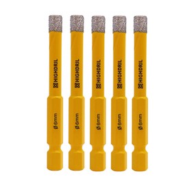 HIGHDRIL Dry Tile Drill Hexagonal Drill Bit for Drilling Hard Tiles Diamond Drill Bits Pack of 5 6 mm Diamonds Compatible with Bosch Makita and Much More Drills