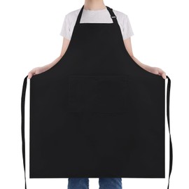 NLUS Extra Large Aprons for Men, Adjustable Black Chef Apron for Men Kitchen Cooking Aprons for Women with 2 Pockets, Water & Oil Resistant - 1 PACK