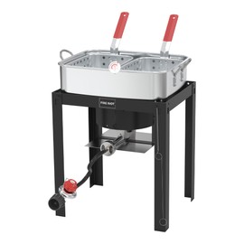 Fire Riot 50,000 BTU Propane Deep Fryer - 18QT Aluminium Dual Deep Fryer with 2 baskets - CSA-Approved Gas Fryer - Ideal for Chicken Wings, French Fries, Fish Fryers Outdoor Cooking