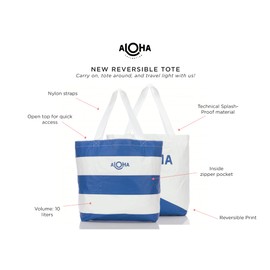 ALOHA Collection Umbrella Stripe Reversible Tote in Royal