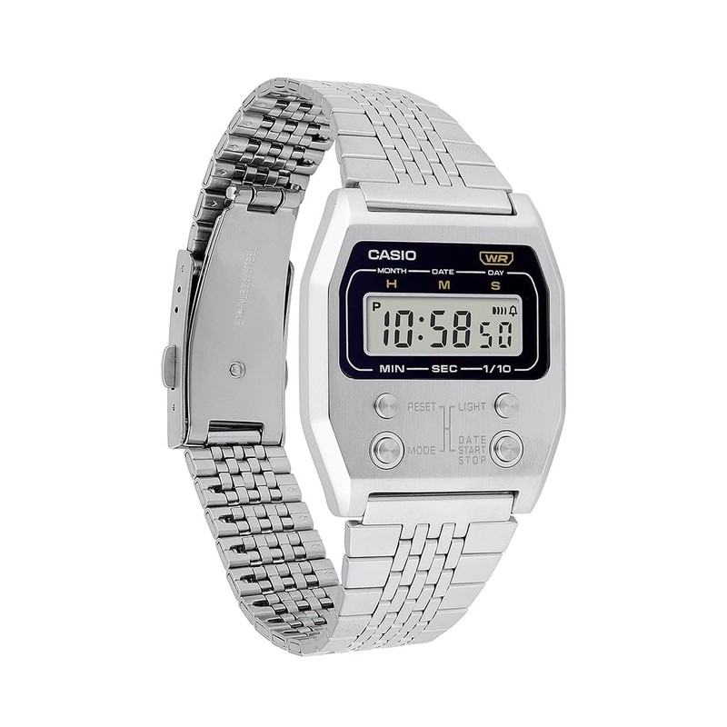 Casio A1100D-1D Digital Silver Strap Unisex Adult Watch, Gray Dial,