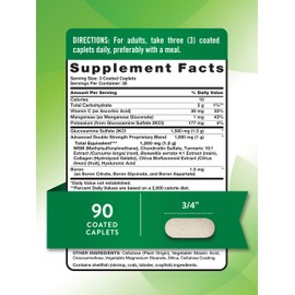 Nature's Truth Glucosamine Chondroitin MSM Complex | 90 Caplets | with Turmeric | Double Strength | Non-GMO & Gluten Free Supplement